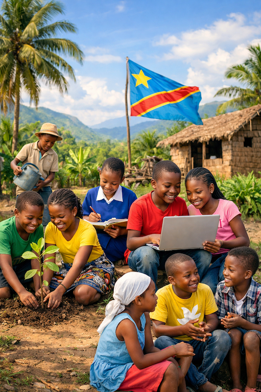 Enfants heureux à l'école en Afrique